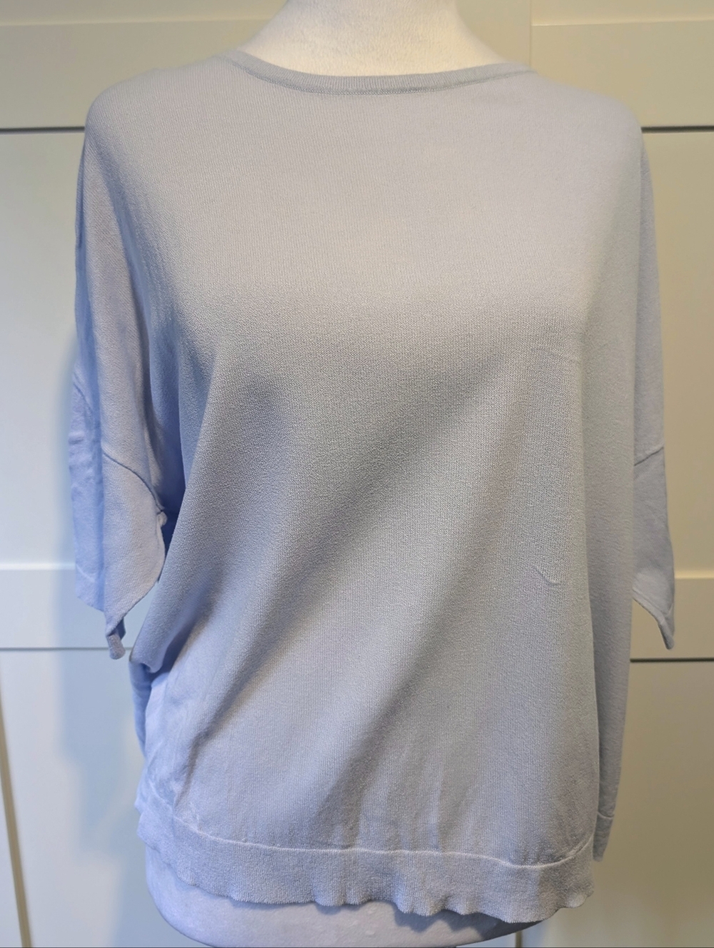 Eileen Fisher -M- Pale Lilac Boxy Slub Knit  T-shirt Short Sleeve Summer Sweater